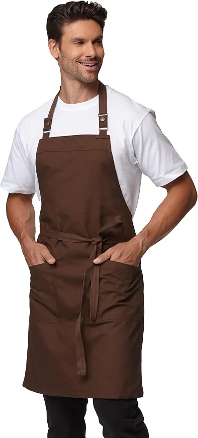 Chef Men Canvas Waterproof Apron Pocket 4251GB | Polyester Cotton Canvas Apron for BBQ Grilling Kitchen Cooking, Adjustable Neck, Durable & Comfortable by Guolamy