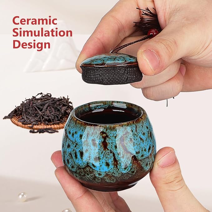 5Pcs Mini Tea Storage Containers Vintage Chinese Style Tea Leaves Sealing Can Portable Ceramic Tea for Coffee Candy Chocolate Sugar Spices (random color)