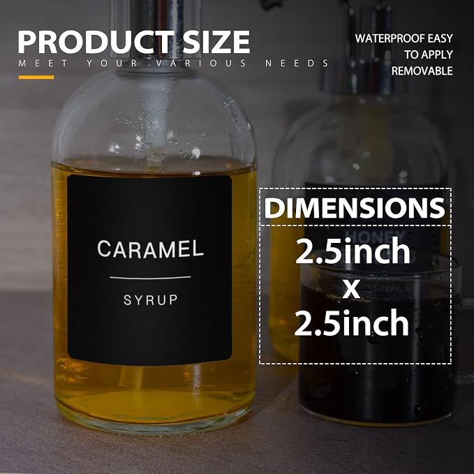 84PCS Black Coffee Syrup Labels for Coffee Bar Accessories, Minimalist Fancy Decor for Coffee Station, Coffee Bar Labels for Coffee Syrup Bottle - Image 2