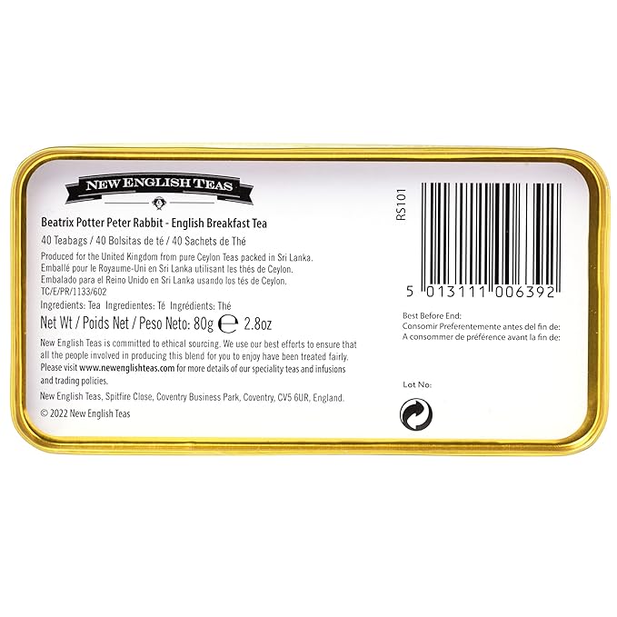 New English Teas Daisies Peter Rabbit Tea Tin with 40 English Breakfast Teabags…