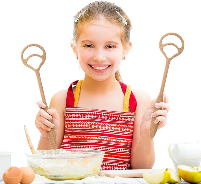 Honeydak 2 Pack 13 Inch Wooden Danish Dough Whisk 2 Hole Sourdough Bread Mixing Supplies Personalized Dutch Whisk for Pizza Pastry Cake Egg Batter Baking