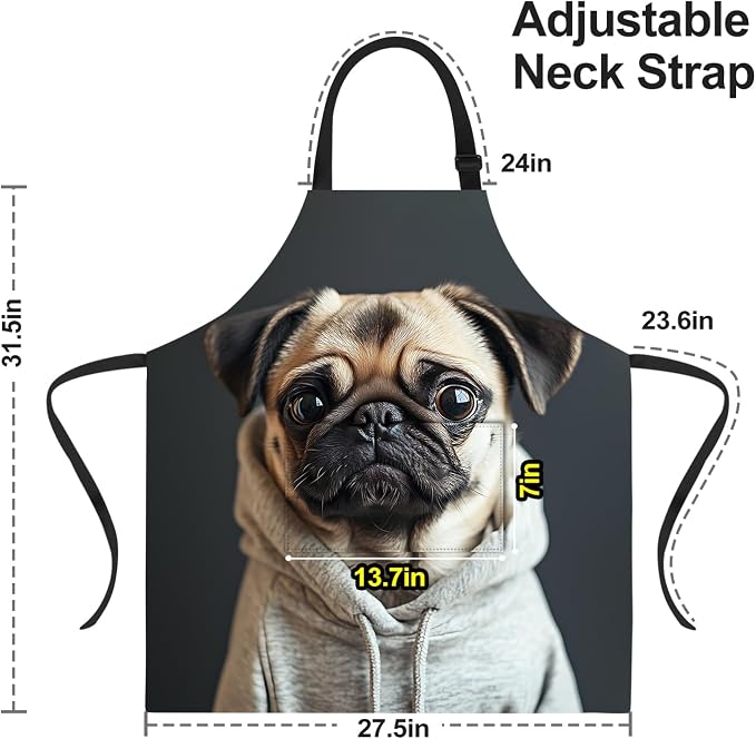 Funny Cat Apron with 2 Pockets Waterproof for Men Women Kitchen Garden Decor - Image 2
