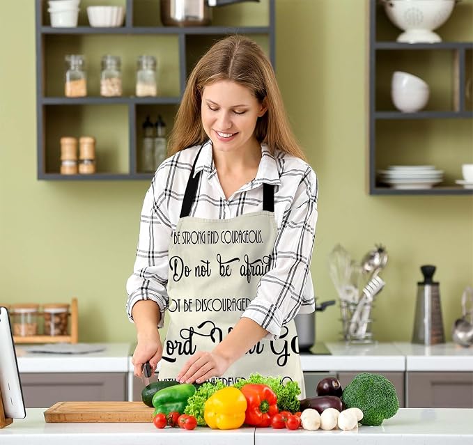Christian Bible Verses Scripture Quotes Joshua 1:9 Waterproof Apron Kitchen Chef Aprons Bibs for Grooming Cooking Baking Painting Gardening - Image 5