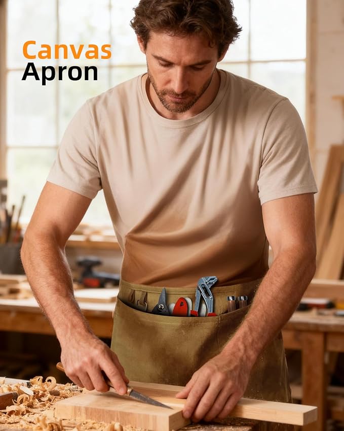 Canvas Work Waist Apron with 3 Pocket - Image 3