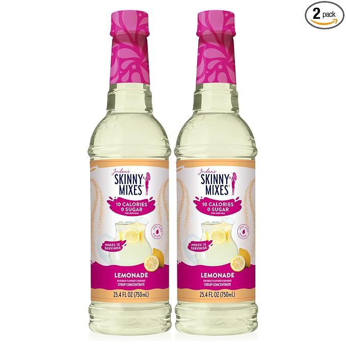 Jordan's Skinny Mixes Sugar Free Syrup, Lemonade Flavor, Fruit Flavored Water Enhancer, Drink Mix for Iced Tea, Lemonade, Drinks, Low Calorie Water Flavoring, Dairy & Gluten Free, Kosher, 25.4 Fl Oz, 2 Pack by JordansSkinnyMixes