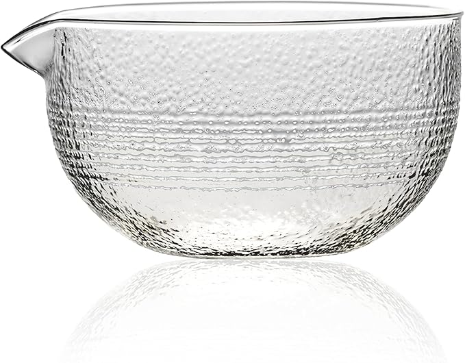 Matcha Bowl with Spout, Glass Matcha Mixing Bowl, 18 oz Clear Japanese Ceremonial Matcha Chawan, Matcha Green Tea Whisk Bowls, Cute Salad Mixing Bowl Cup