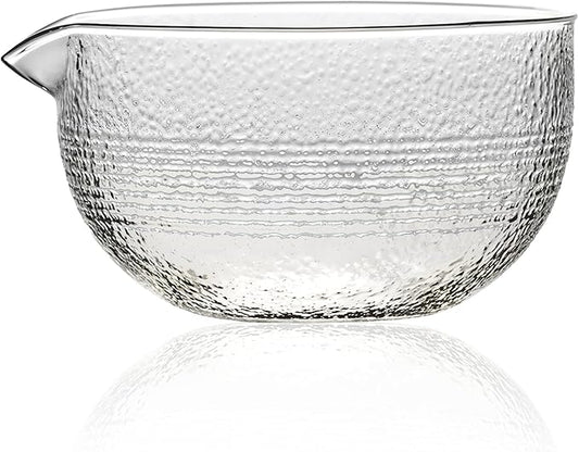 Matcha Bowl with Spout, Glass Matcha Mixing Bowl, 18 oz Clear Japanese Ceremonial Matcha Chawan, Matcha Green Tea Whisk Bowls, Cute Salad Mixing Bowl Cup