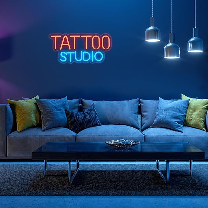 Tattoo Neon Sign For Wall Decor, Tattoo Studio Neon Sign Dimmable Tattoo Neon Light for Bedroom Tattoo Shop Salon Studio Garage Man Cave Game Room Wall Decoration