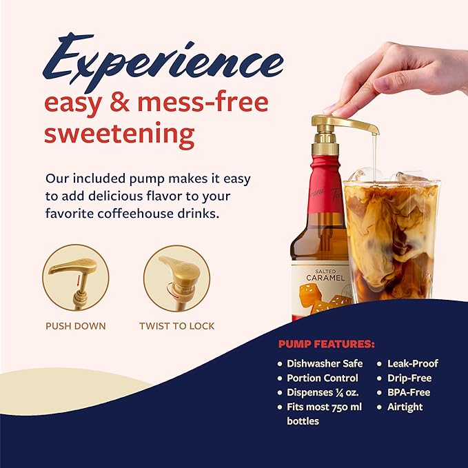 Torani Puremade Syrup, Salted Caramel Flavoring for Drinks, Pump Included, 25.4 Fl Oz