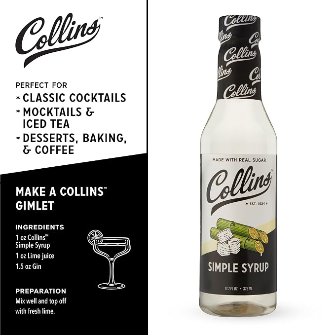 Collins Simple Syrup, Classic Simple Syrup, Soda Water Flavors for cocktails, Old Fashioned Syrup, 12.7 Ounces, Set of 1 - Image 3