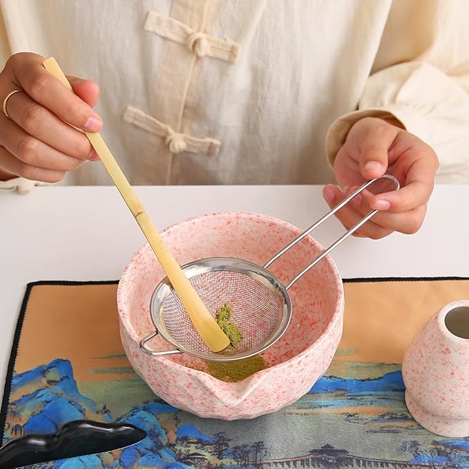 Ceramic 2-Piece Matcha Bowl Set Red gift box (red and white)