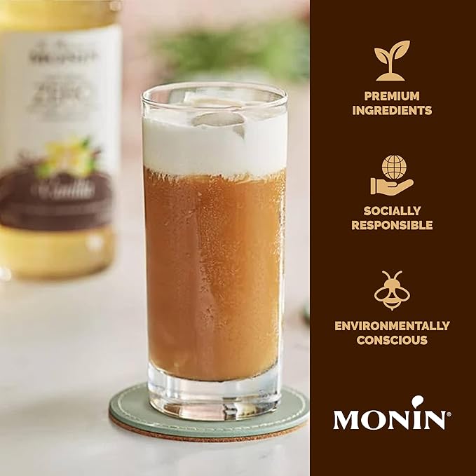 Monin - French Vanilla Syrup, Boxed, Versatile Flavor, Natural Flavors, Great for Coffees, Cocktails, Shakes, and Kids Drinks, Non-GMO, Gluten-Free (1 Liter)