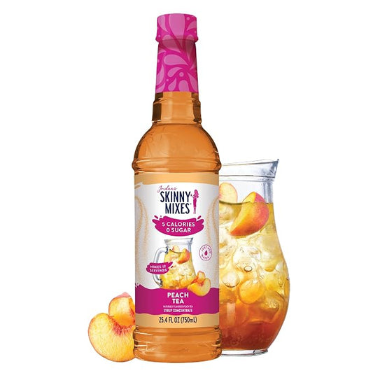 Jordan's Skinny Mixes Sugar Free Syrup, Peach Tea Flavor, Fruit Flavored Water Enhancer, Drink Mix for Iced Tea, Lemonade, Drinks, Low Calorie Water Flavoring, Dairy & Gluten Free, Kosher, 25.4 Fl Oz by JordansSkinnyMixes