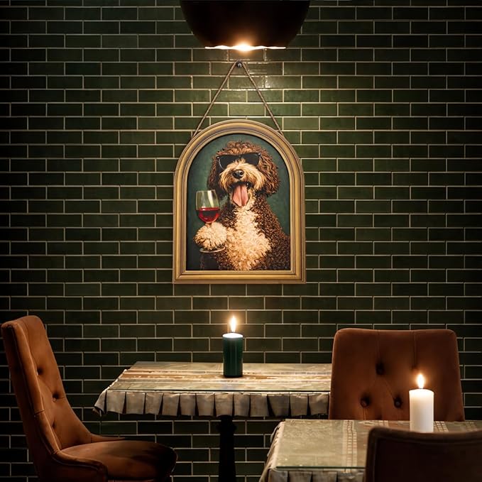 3D Funny Gentleman Dog Wall Art Sign for Bar Decor, Drinking Dog Portrait Wall Decor, 8x10 Inch