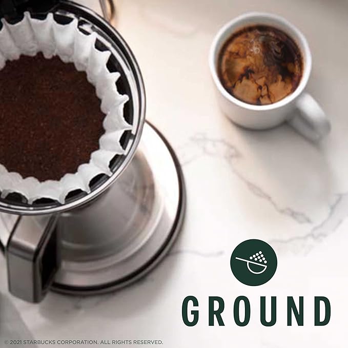 Starbucks Ground Coffee, Dark Roast Hot or Iced Coffee, Espresso Roast, Six 18 oz Bags