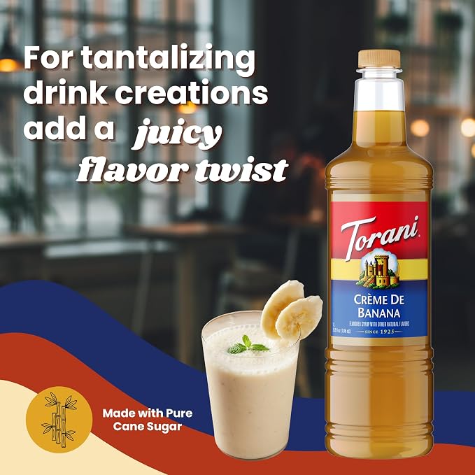 Torani Crème De Banana Syrup 1 Liter Bottle with Pump – Premium Banana Flavoring with Pure Cane Sugar & Natural Ingredients for Coffee, Cocktails, Desserts, Smoothies & More - Image 7