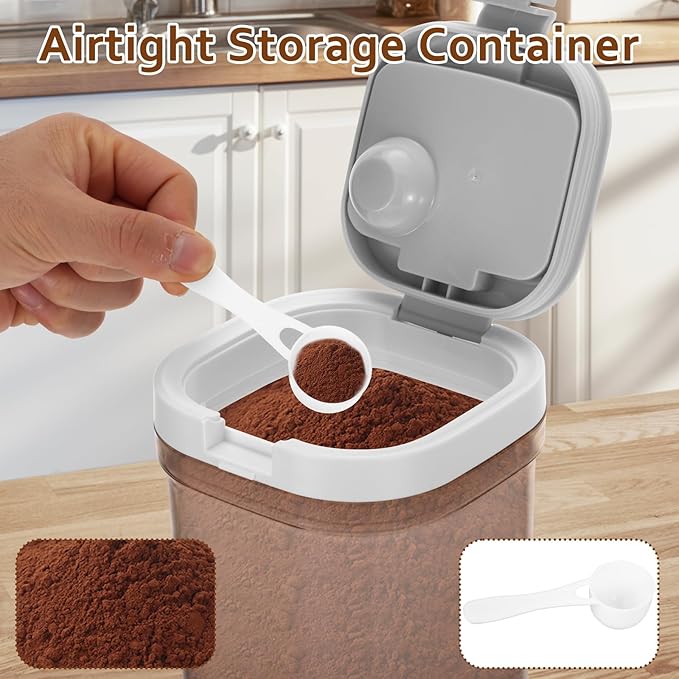 2 Pcs Airtight Coffee Canister, 60oz Large Coffee Storage Container with Scoop, Food Storage for Coffee, Tea, Beans, Sugar, Flour, Cereal and More (1.8 Liters)