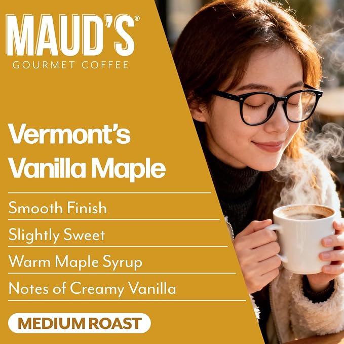 Maud's Maple Vanilla Flavored Coffee Pods, 18 ct, Medium Roast Flavored Coffee in Single Serve Pods – 100% Arabica Beans, Compatible with Keurig K Cups Maker - Image 3
