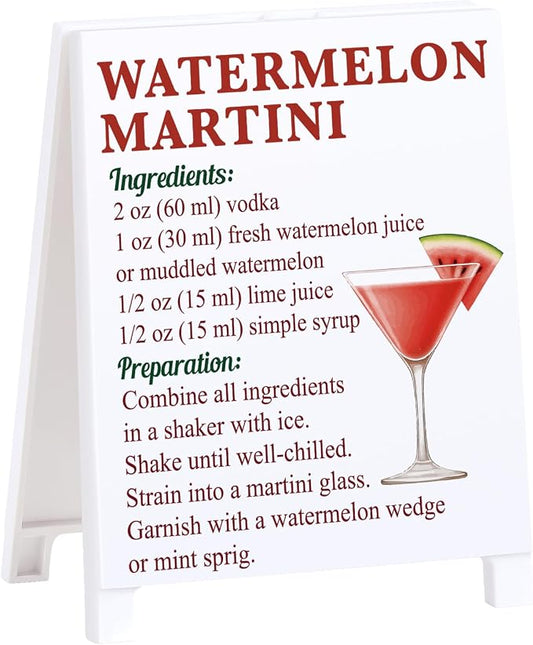 Watermelon Martini Recipe Rustic Bar Decor for Home Cafe Farmhouse Cocktail Sign for Kitchen Bar Cart Accessories Mixology Christmas Gift for Bartender Men Women Couple - 5.59 x 4.33 inch Acrylic Sign by Funnysignsandcozydecorgiftsforyourspacethatspeakyourmind