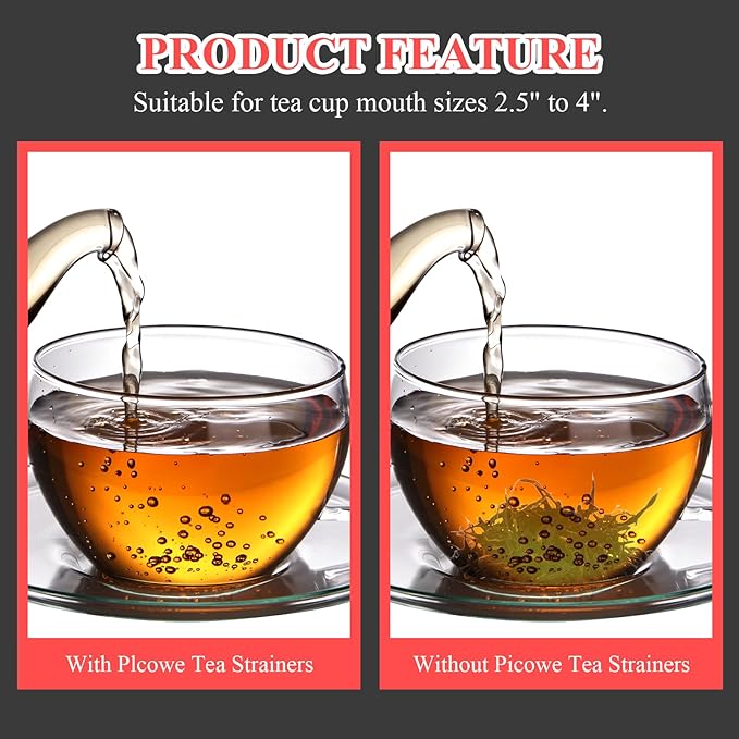 2 Pack Tea Strainer Bowl, Stainless Steel Loose Leaf Tea Filter for 2.5-4 Inch Cup Mouth, Silver