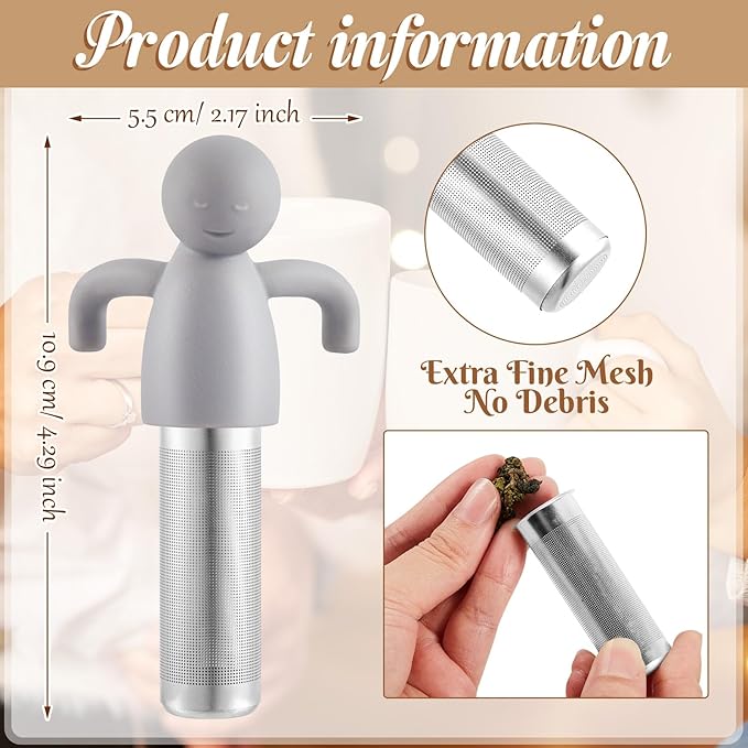 Hicarer 1 Piece Tea Infuser for Loose Tea Cute Fine Mesh Strainer Stainless Steel Filter Ball Diffuser Steeper for Teacups Teapots (Gray)