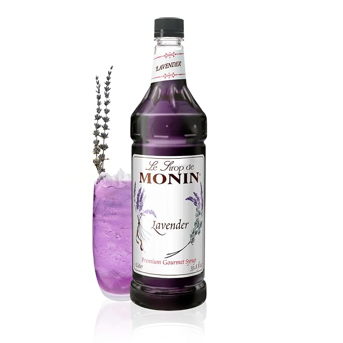 Monin - Lavender Syrup | Aromatic & Floral, Premium Syrup for Cocktails, Lattes & More | Clean Label with No Artificial Flavors, No Artificial Preservatives (BPA Free Bottle, 33.8 fl oz) by Monin