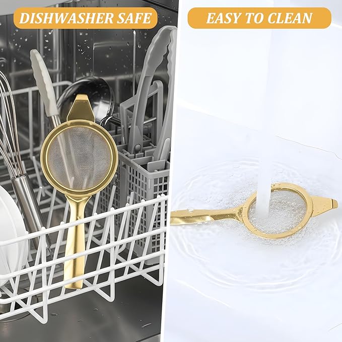 2.2" Mini Matcha Sifter Set, 30 Fine Mesh Matcha Strainer with Handle and Base, Stainless Steel Small Tea Strainer for Loose Tea Coffee Cocktail(Gold)