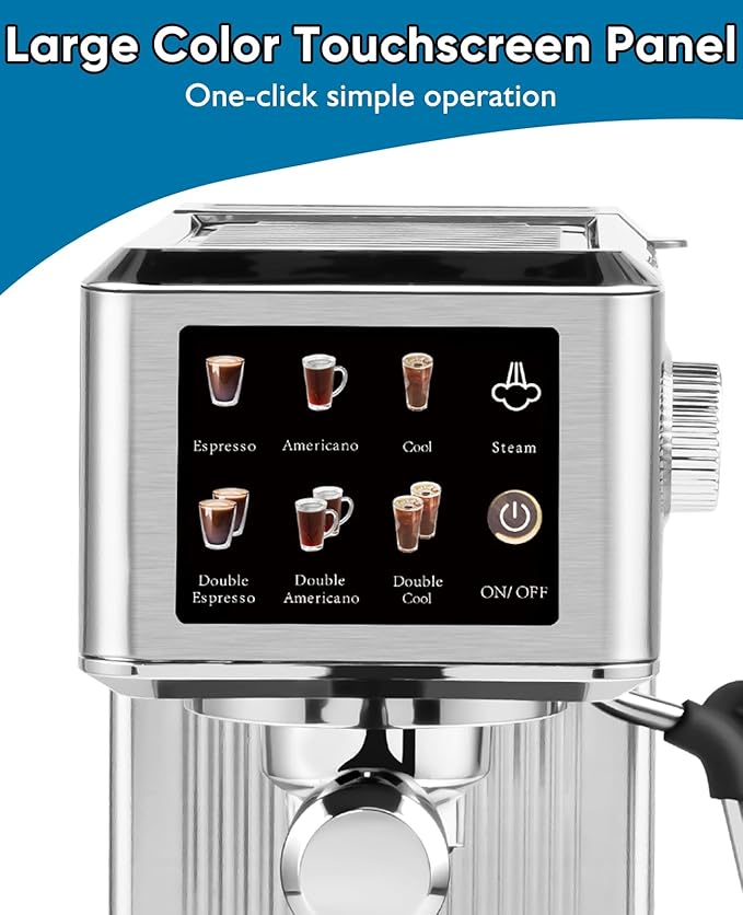 CUSIMAX Espresso Machine 20Bar Compact Coffee Machine with Powerful Steam Wand for Latte & Cappuccino, Stainless Steel Espresso Coffee Maker with 34oz Remevable Water Tank