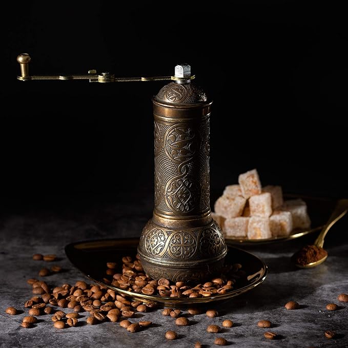 Crystalia Refillable Coffee Grinder, Authentic Manual Mill with Adjustable Grinder, Metal Coffee Mill with Handle, Antique Coffe Grinder with Hand Crank, Adjustable Coarseness