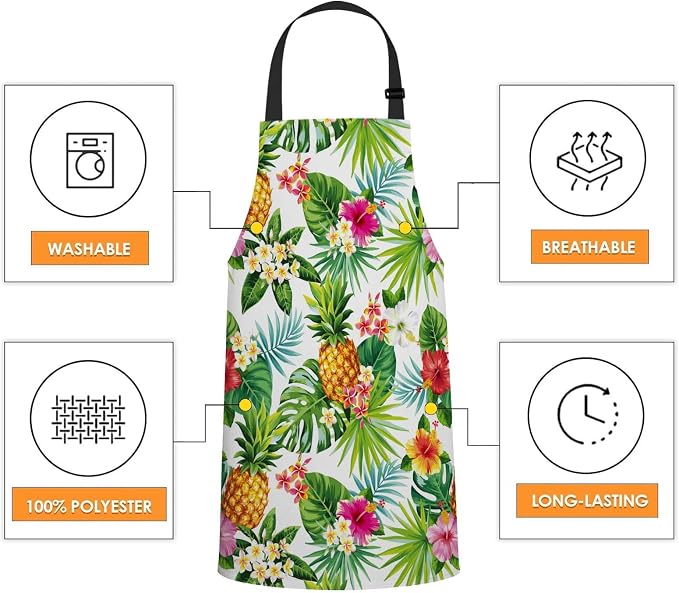 Pineapples and Leaf Chefs Apron, Cooking and Baking Apron for Men and Women, Kitchen Apron, Butchers Apron, BBQ & Catering Bibs - Image 4