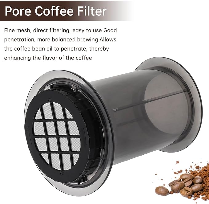 Portable Coffee Maker for Camping & Travel, Aeropress Coffee Maker, Manual Espresso Machine Coffee Press – 3 In 1 Brew Method Combines French Press, Espresso, Full Bodied Coffee Without Grit