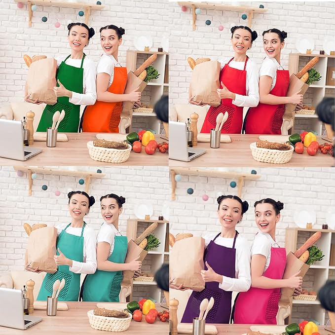 6 PCS Plain Bib Aprons for Women Men Bulk,Multicolor Apron with 2 Pockets for Painting Crafting Baking Cooking Kitchen.(6pcs-6colors) … - Image 7