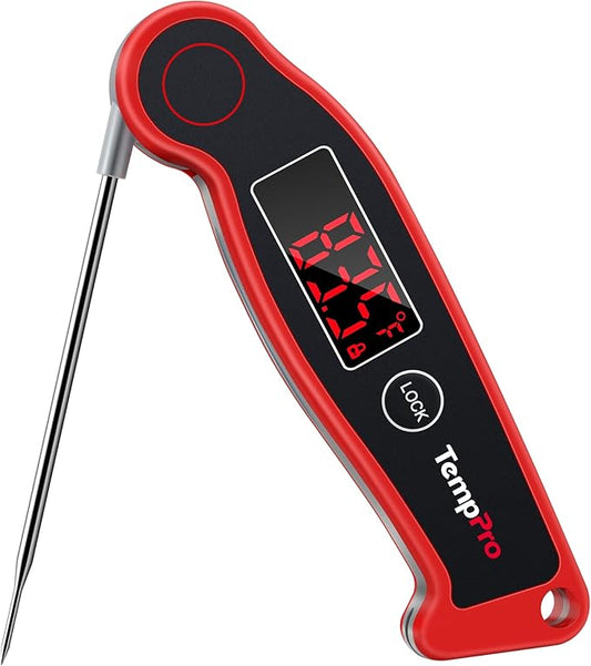 TempPro TP19 Waterproof Digital Meat Thermometer for Grilling with Ambidextrous Backlit & Thermocouple Instant Read Kitchen Cooking Food Thermometer for Candy Oil BBQ Smoker (Previously ThermoPro)