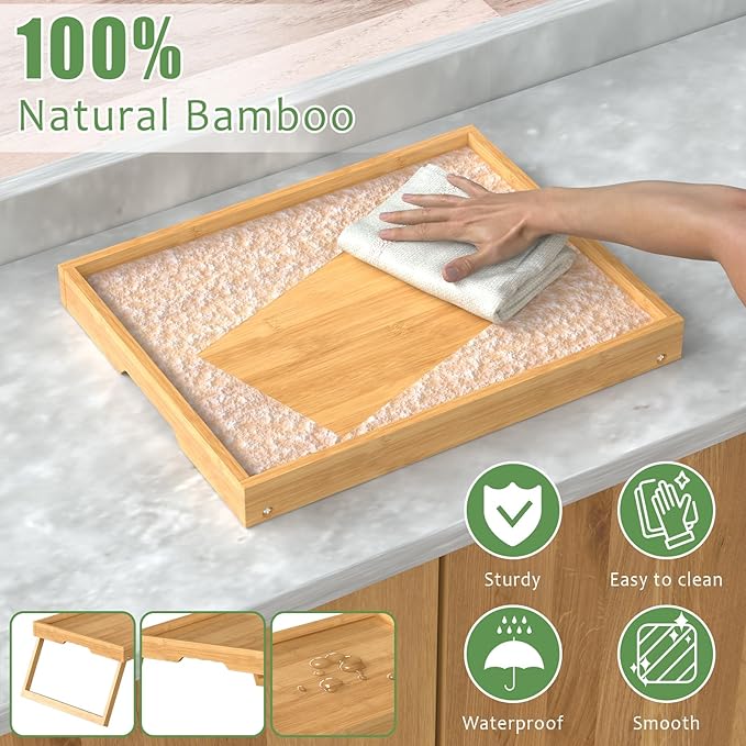 2 Pack Bed Tray Table with Foldable Legs, Bamboo Breakfast Tray for Sofa, Beds, Eating, Working, TV Table, Food, Dinner, Computer Trays, Laptop Desk Snack Folding Trays in Bed