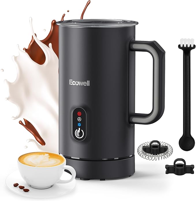 ECOWELL Automatic Milk Frother and Steamer, 4 in 1 Electric Coffee Milk Foamer Frother, Hot Chocolate Maker, Warm and Cold Foam for Coffee Latte, Macchiato, Cappuccinos, 8.1oz/240ml