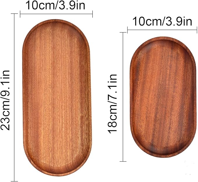 6 Pack Solid Wood Serving Platters and Trays of Natural Wood with Edge,Rectangular Avoid Sliding and Spilling Food (Walnut Trays x 6Pack)