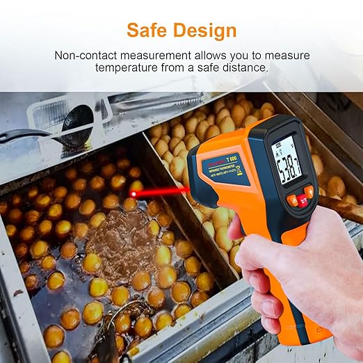 Laser Infrared Thermometer Non-Contact Digital Temperature Gun, -58℉～1112℉(-50℃～600℃) IR Thermometer for Industrial, Kitchen Cooking, Automotive, HVAC (Not for Human Body Temp)