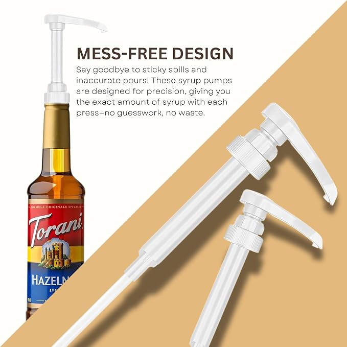 Syrup Pump Compatible with Torani, Davinci and Skinny (Set of 2) - fits Bottles (25.4 oz-750ml) (White) - Image 4
