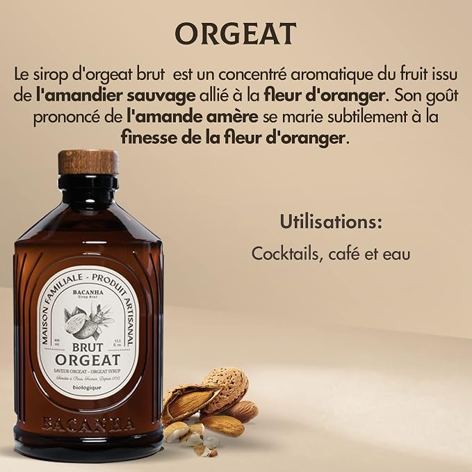 Bacanha Organic Raw Orgeat Syrup - Premium French Almond & Orange Blossom Syrup - Nutty Floral Flavor for Cocktails & Baking - Gourmet and Organic - For Coffee, Mocktails - 400ml Glass Bottle - Image 4