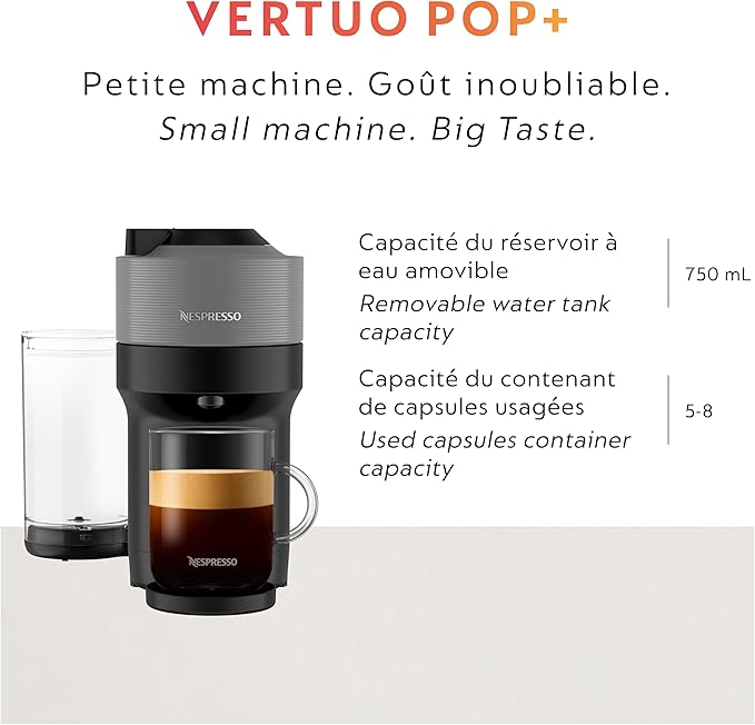 Nespresso Vertuo Pop+ Coffee and Espresso Maker by Breville, Dark Grey