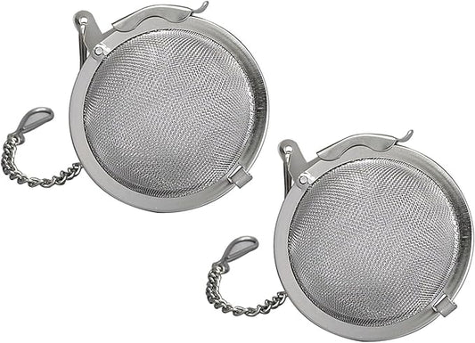 HIC Kitchen Mesh Ball Tea Infusers, 18/8 Stainless Steel Mesh For Loose Leaf Tea and Mulling Spices, Set of 2, 2-Inch