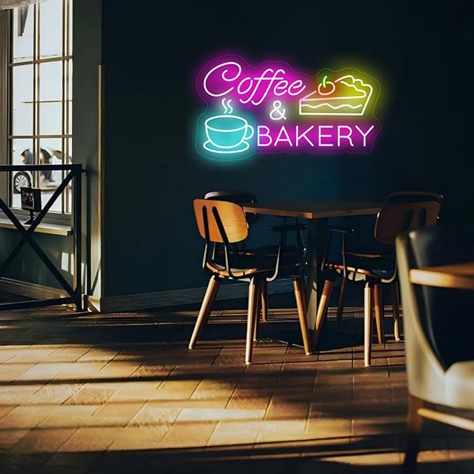 Coffee & Bakery Neon Sign Large Open Cake Bakery And Coffee Shop Led Sign for Wall Decor Neon Business Wall Art Light for Front Door/Wall Decoration - Image 2