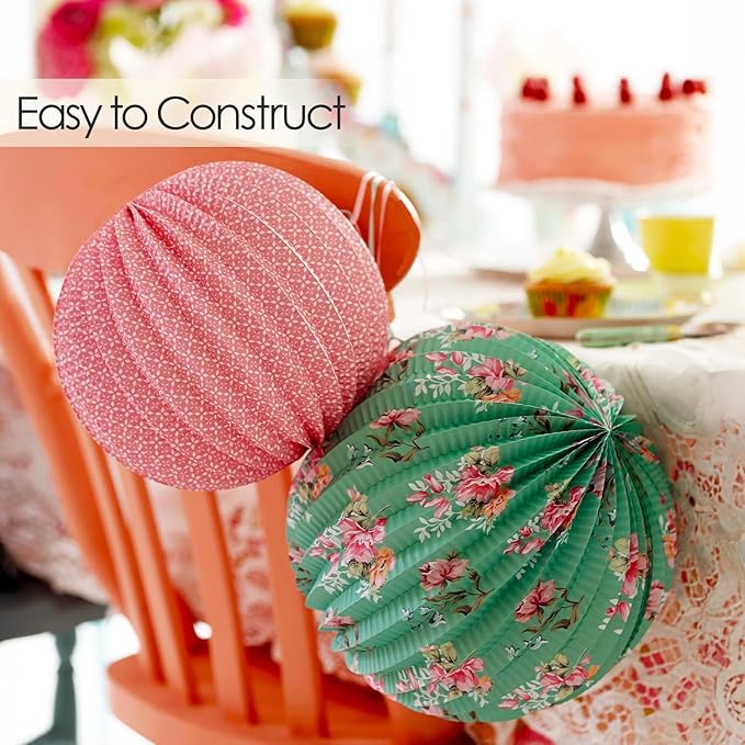 Talking Tables Tea Party Decorations Floral Paper Lantern Plates Vintage Party for Birthdays, Bridal shower, Baby shower, 3 Sizes, Pack of 3, Pastel colors, Model: