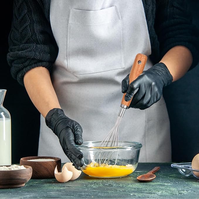 3 PCS Whisks for Cooking Stainless, Whisk Wooden Handle Stainless Steel, Non Stick Balloon Whisk Kitchen Hand Whisk for Stirring, Whisking, Beating, Egg, Blending, Batter (8.07"L X 1.57"W)