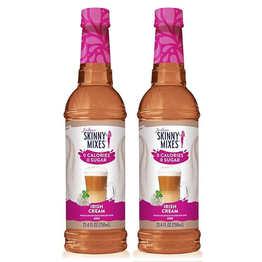 Jordan's Skinny Syrups Sugar Free Coffee Syrup, Irish Cream Flavor Drink Mix, Zero Calorie Flavoring for Lattes, Protein Shake, Food & More, Gluten Free, Keto Friendly, 25.4 Fl Oz, 2 Pack