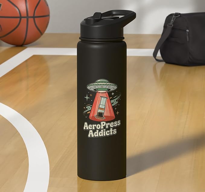 UFO AeroPress Funny Coffee Shirts Sci-Fi AeroPress Brewing Stainless Steel Insulated Water Bottle