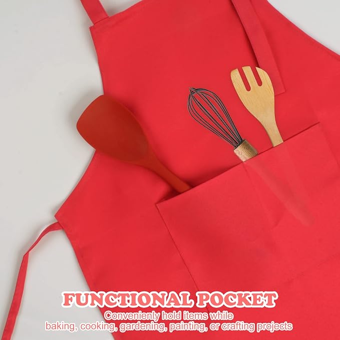 SINLAND Kids Aprons with Large Pocket 2 Pack | Adjustable Cooking Chef Aprons,Stain Resistant Toddler Apron for Baking Painting Gardening Boys Girls - Image 3