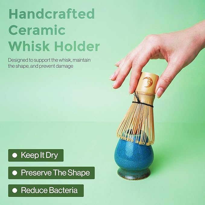 Whisk Set | 5-Piece Japanese Matcha Kit with Bamboo Whisk, Ceramic Bowl with Spout, Sifter & Scoop | Complete Matcha Tea Set for Smooth Frothy Tea | Tea Gift Set for Festivals