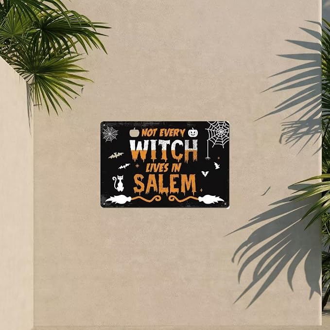 bivrten Halloween Garden Sign Not All Witches Live in Salem - Halloween Theme Holiday Farmhouse Patio Yard Outdoor Party Decor Witch Garden Decor Kitchen Witch Decor Halloween Party Decor 12x8 Inch - Image 2