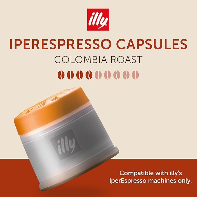 illy Coffee IperEspresso Capsules, Colombia Single Origin Medium Roast Coffee Pods, 100% Arabica, Premium Italian Blend, 18 Count, 6 Pack